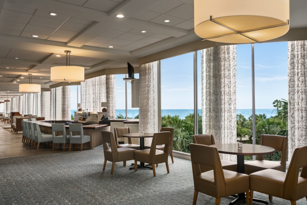 Veranda Bar at Hilton Myrtle Beach. 2nd floor bar overlooking the ocean