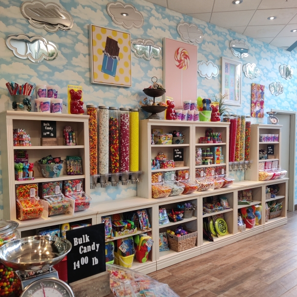 Candy Wall at The Shores Marketplace offering bulk candy